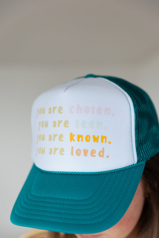 Chosen, Seen, Known, Loved Trucker Hat